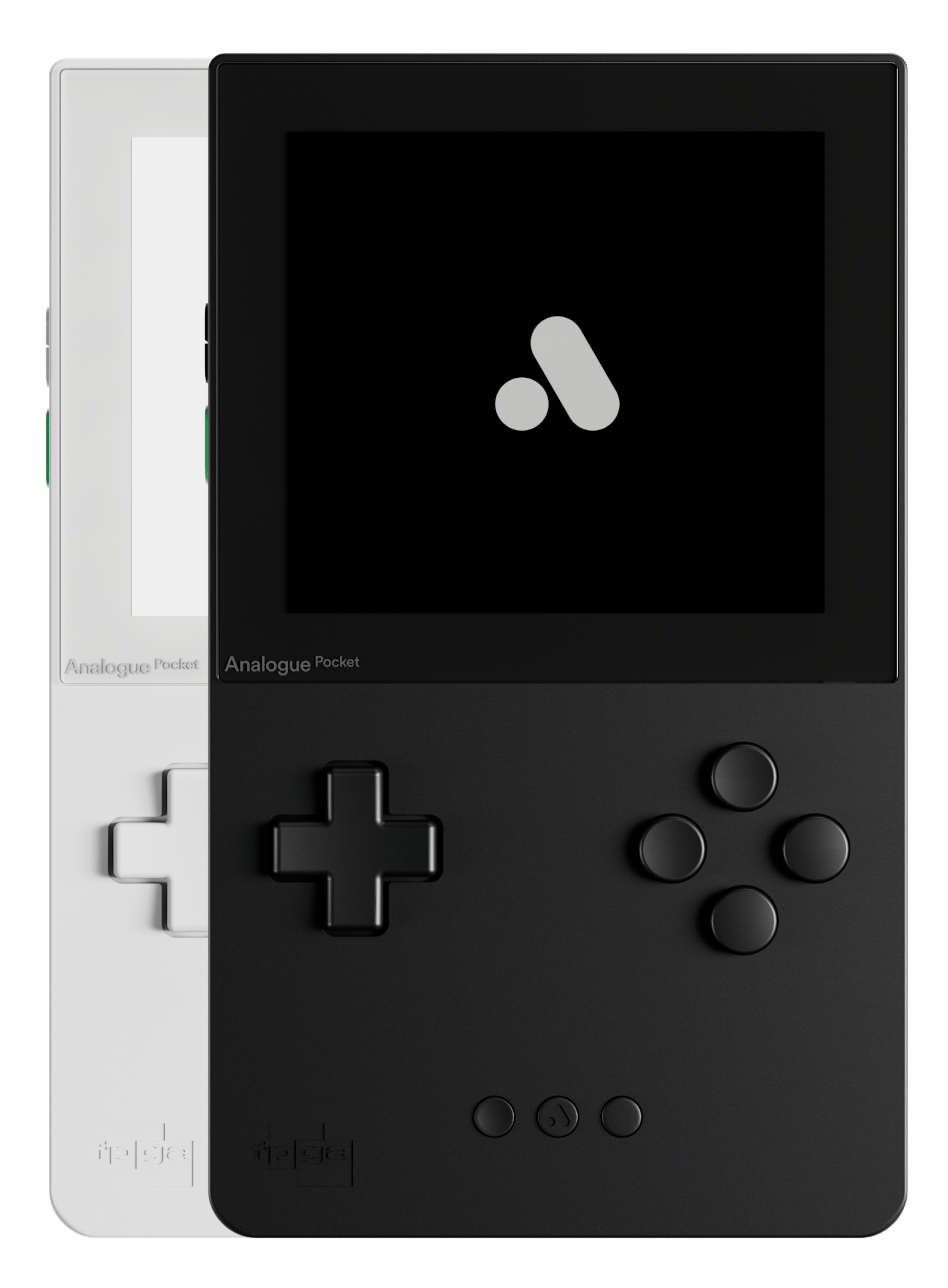Black and white Analogue Pocket handheld game systems