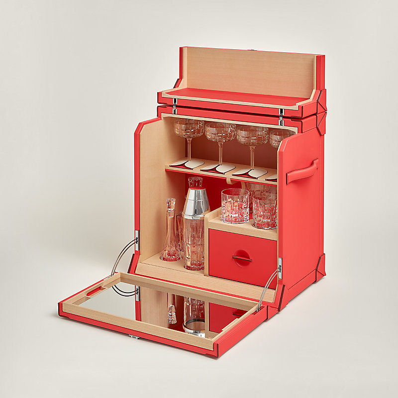 Hermès Cocktail Trunk in Rose Texas leather