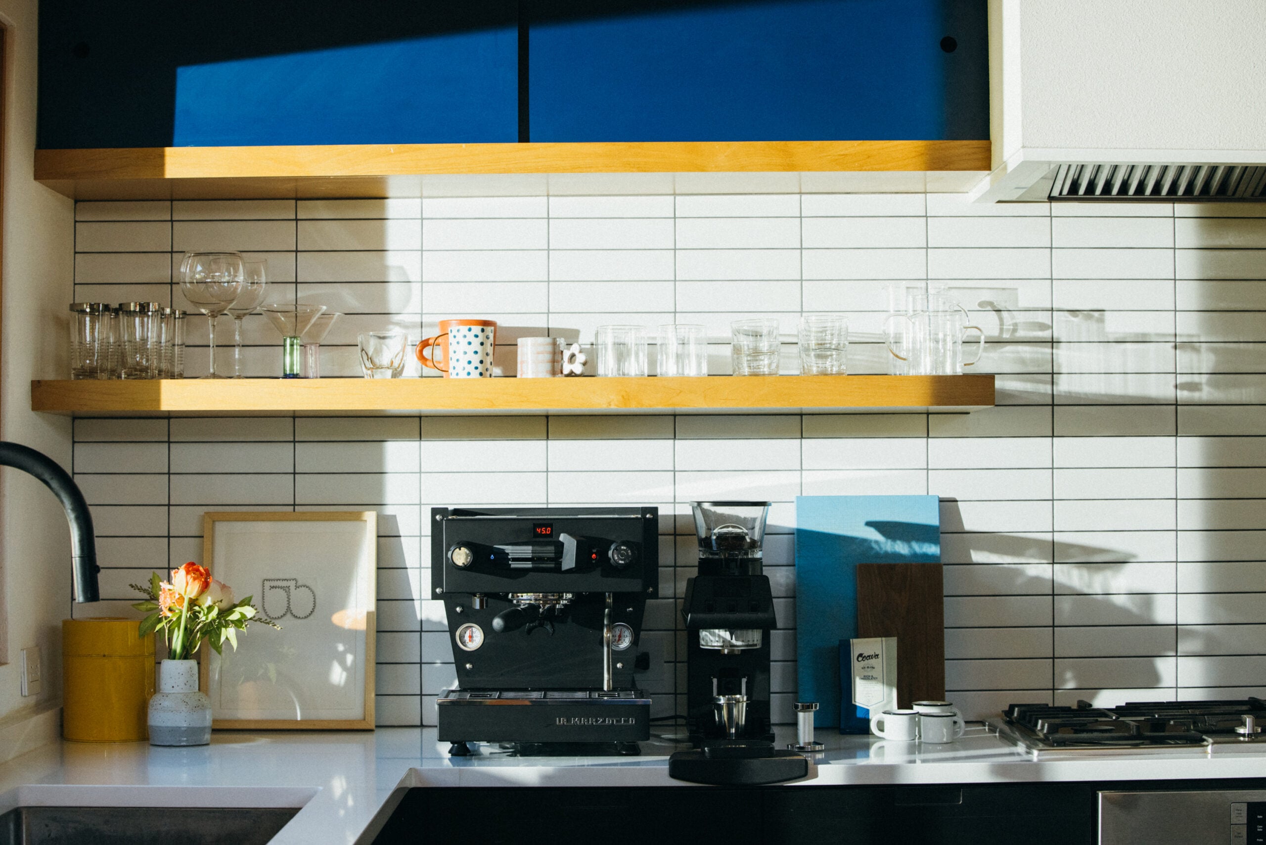 La Marzocco Linea Mini espresso machine in a home kitchen