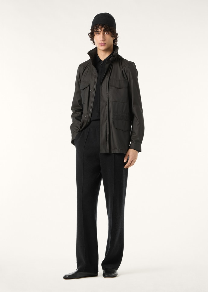 Loro Piana Traveler Field Jacket in dark houndstooth