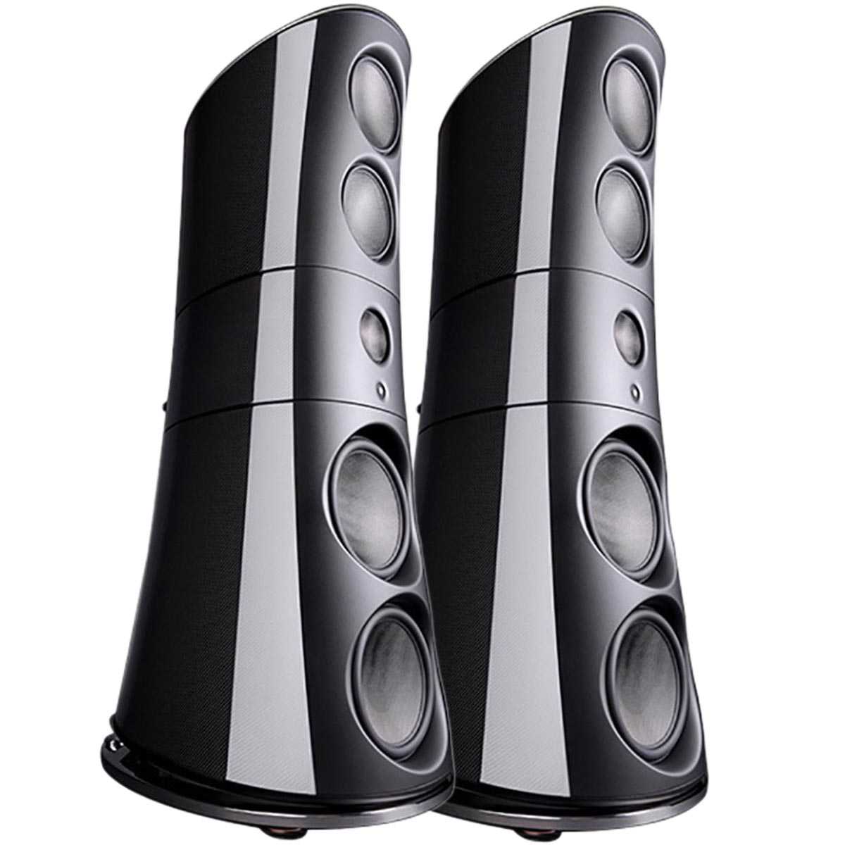 Pair of black Magico M9 floorstanding loudspeakers