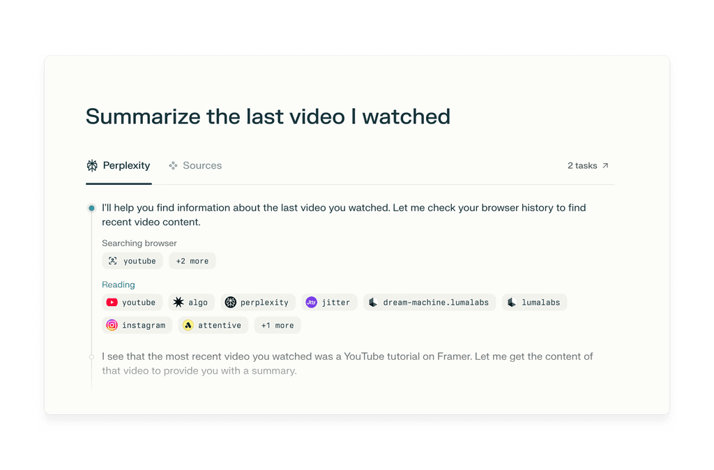 Perplexity Comet assistant interface
