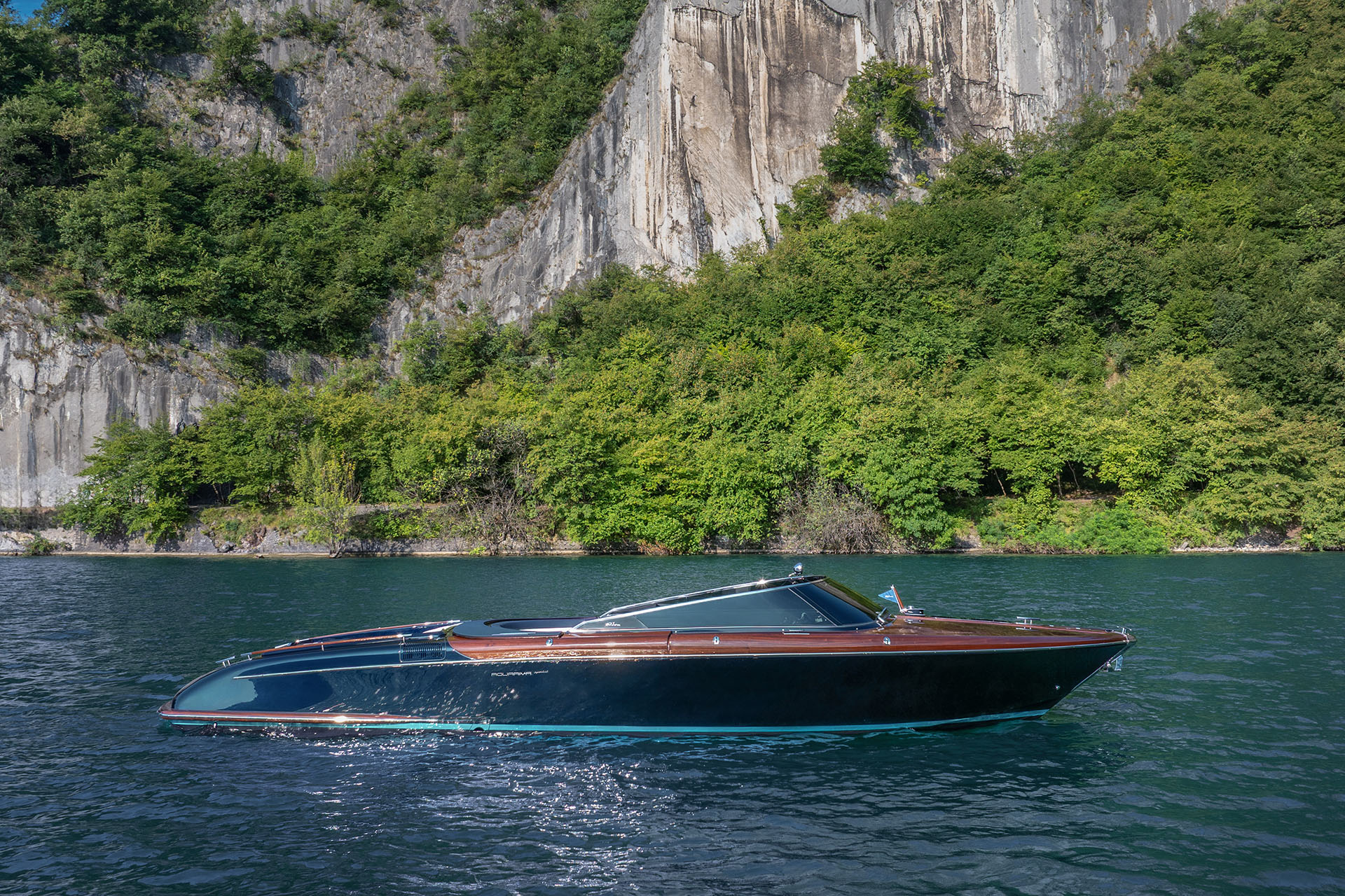 Riva Aquariva Special running on a mountain lake