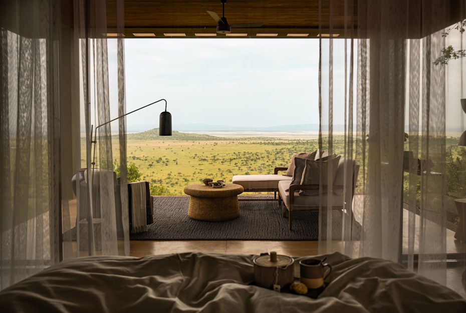 Singita Milele suite overlooking the Serengeti plains
