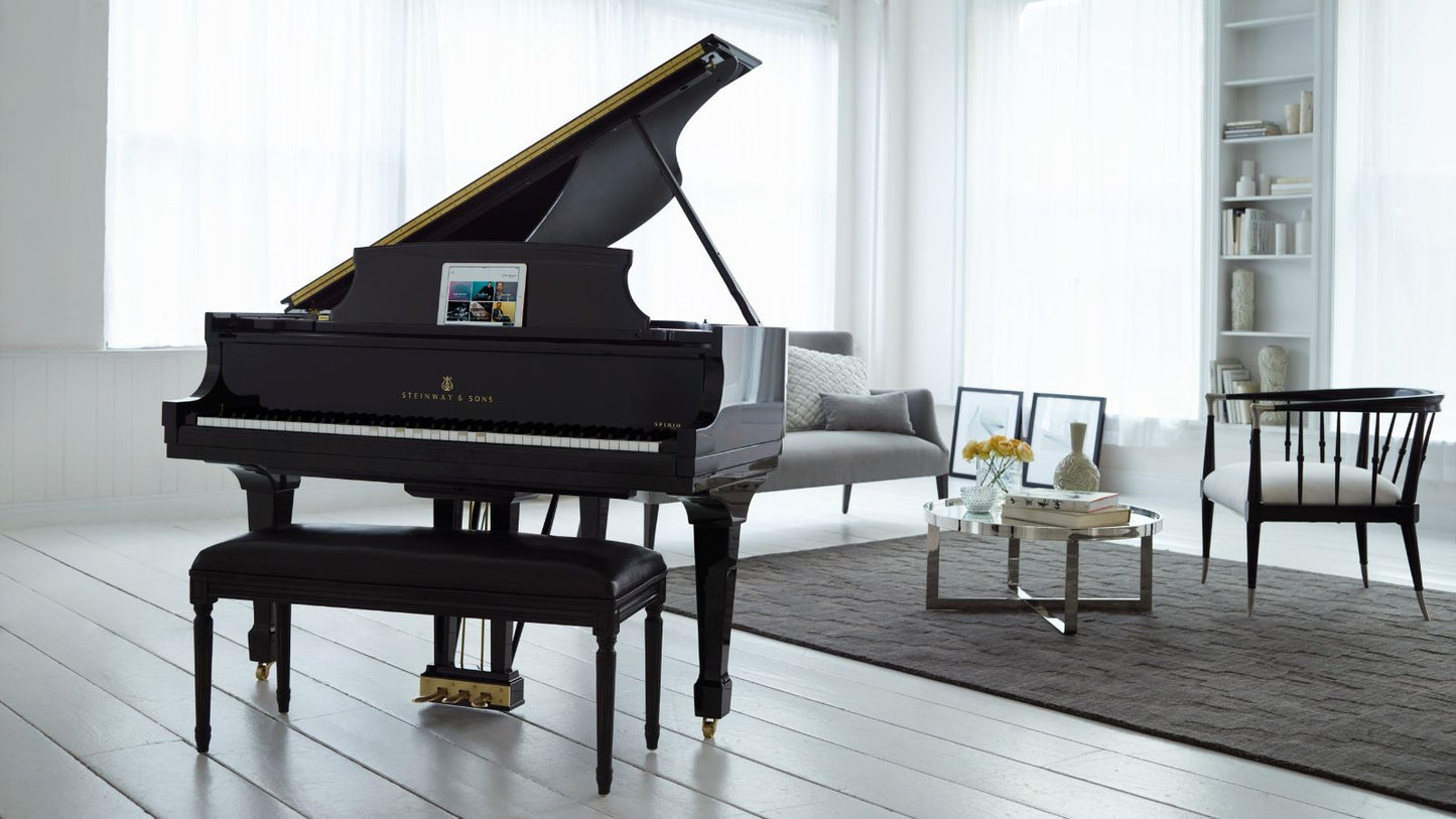 Steinway Model D Spirio r grand piano in a modern room