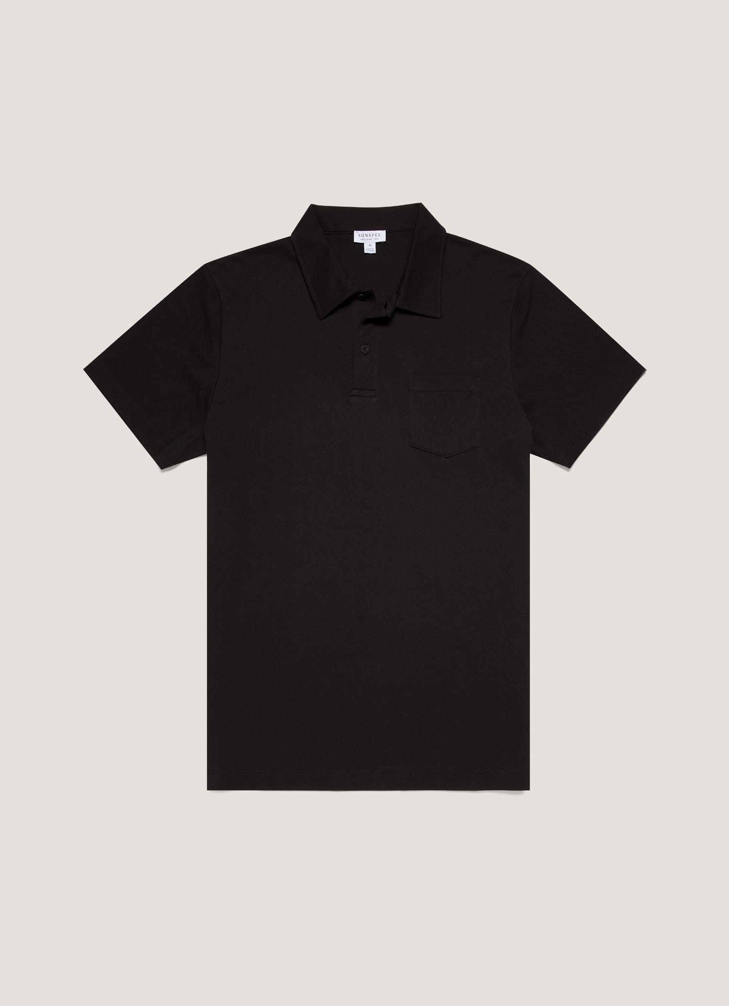 Sunspel Riviera Polo Shirt in black