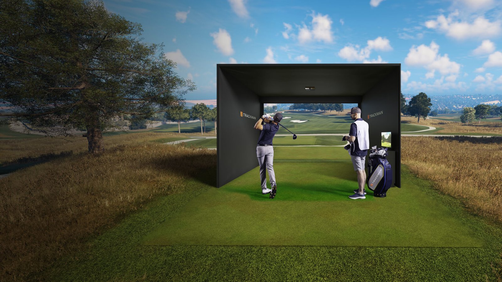 TrackMan indoor golf simulator bay