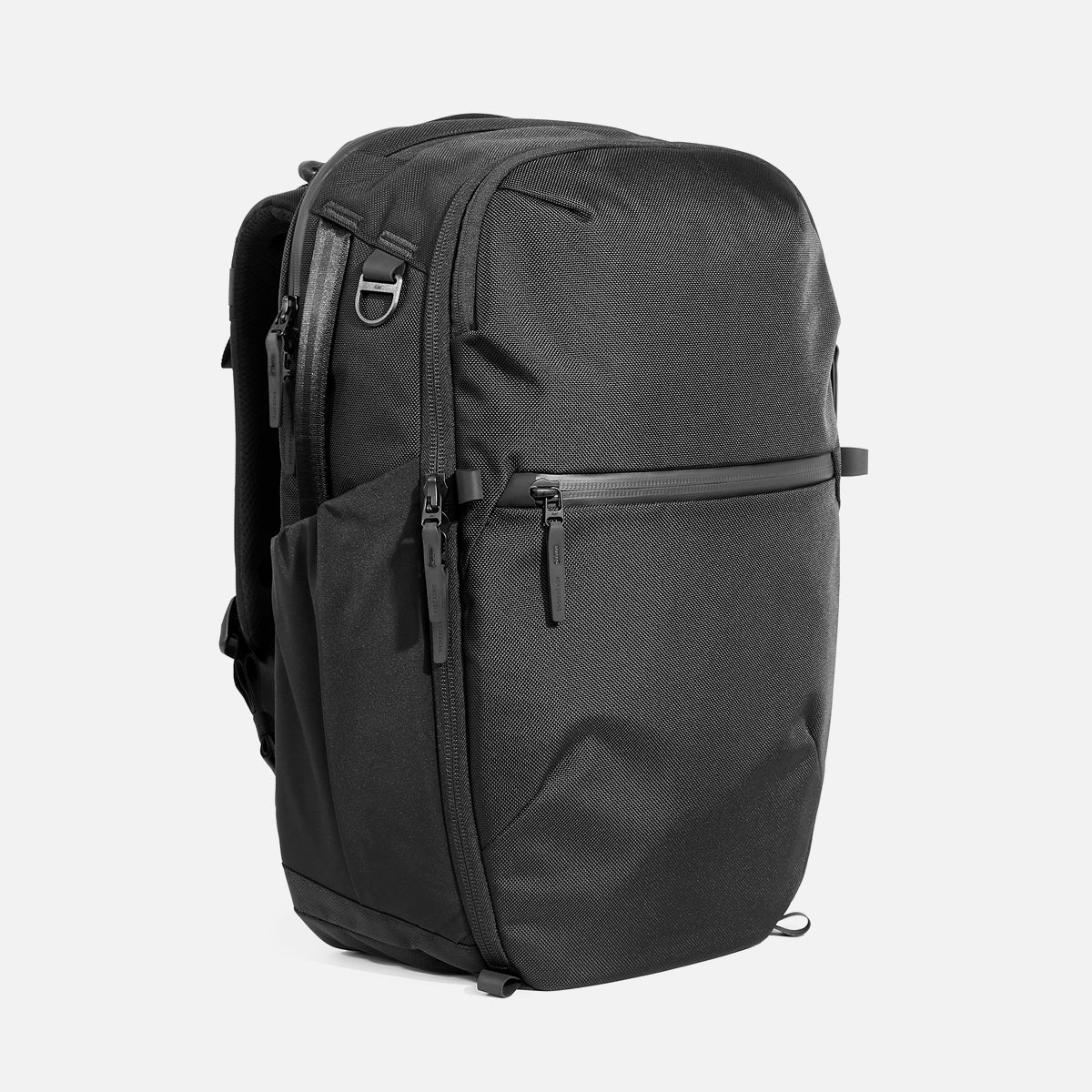 Aer Travel Pack 4 35L in black, complete three-quarter front view