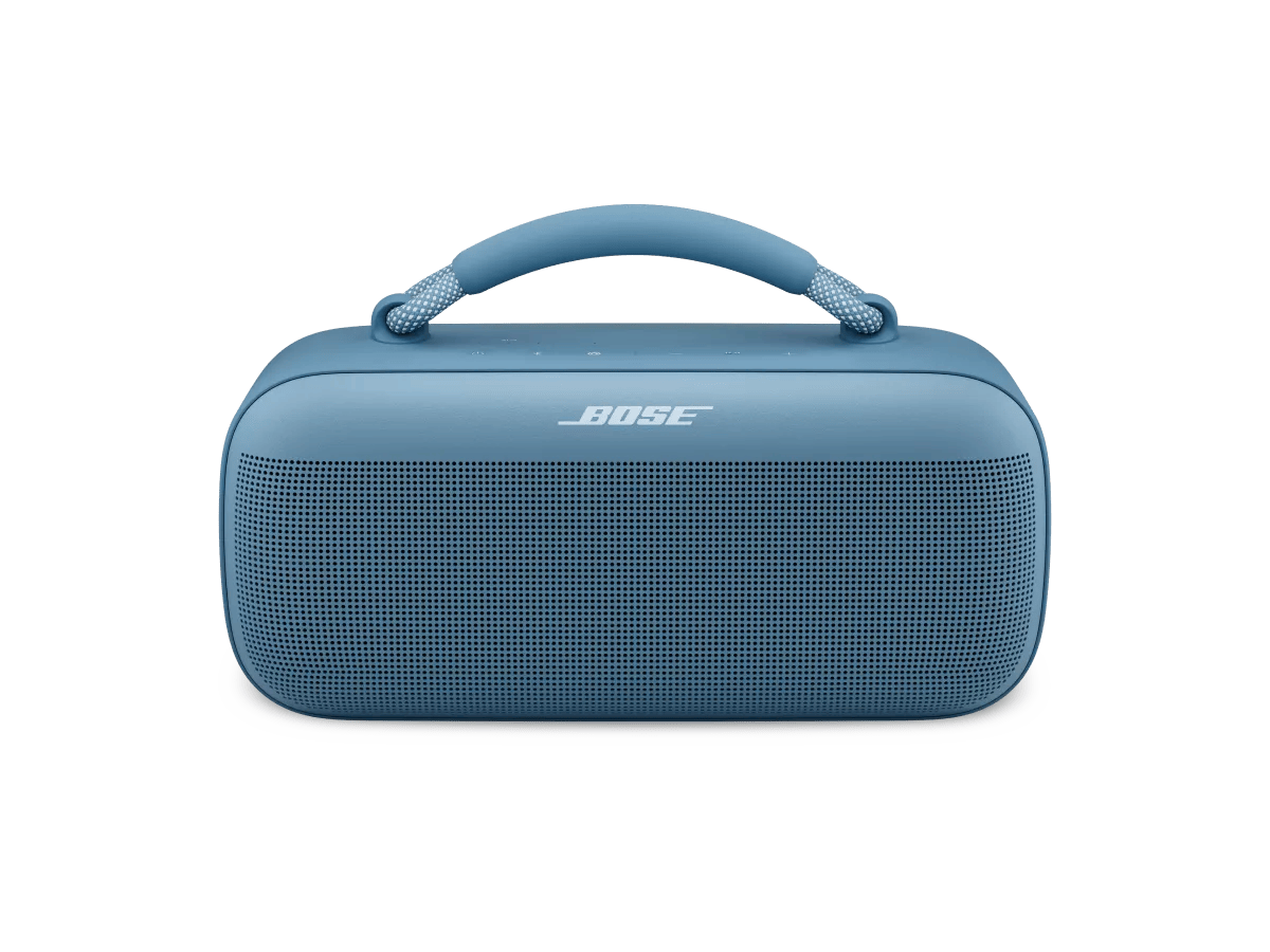 Bose SoundLink Max portable speaker in blue, handle and complete body visible