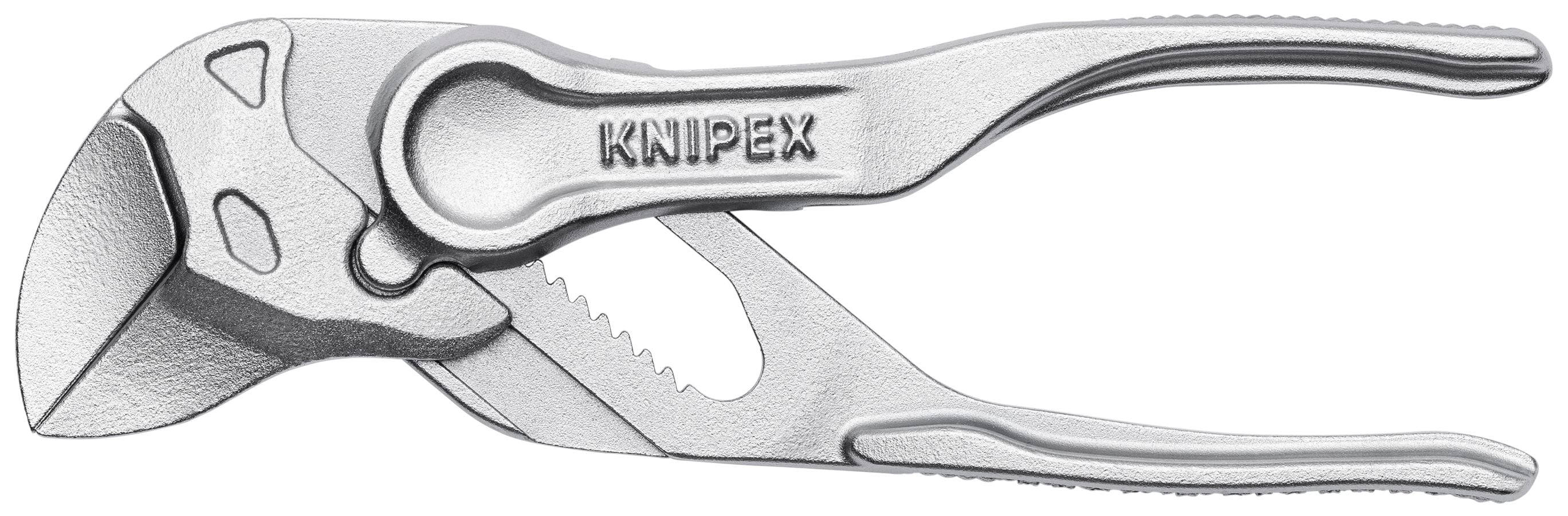 KNIPEX 86 04 100 Pliers Wrench XS, chrome finish and smooth parallel jaws