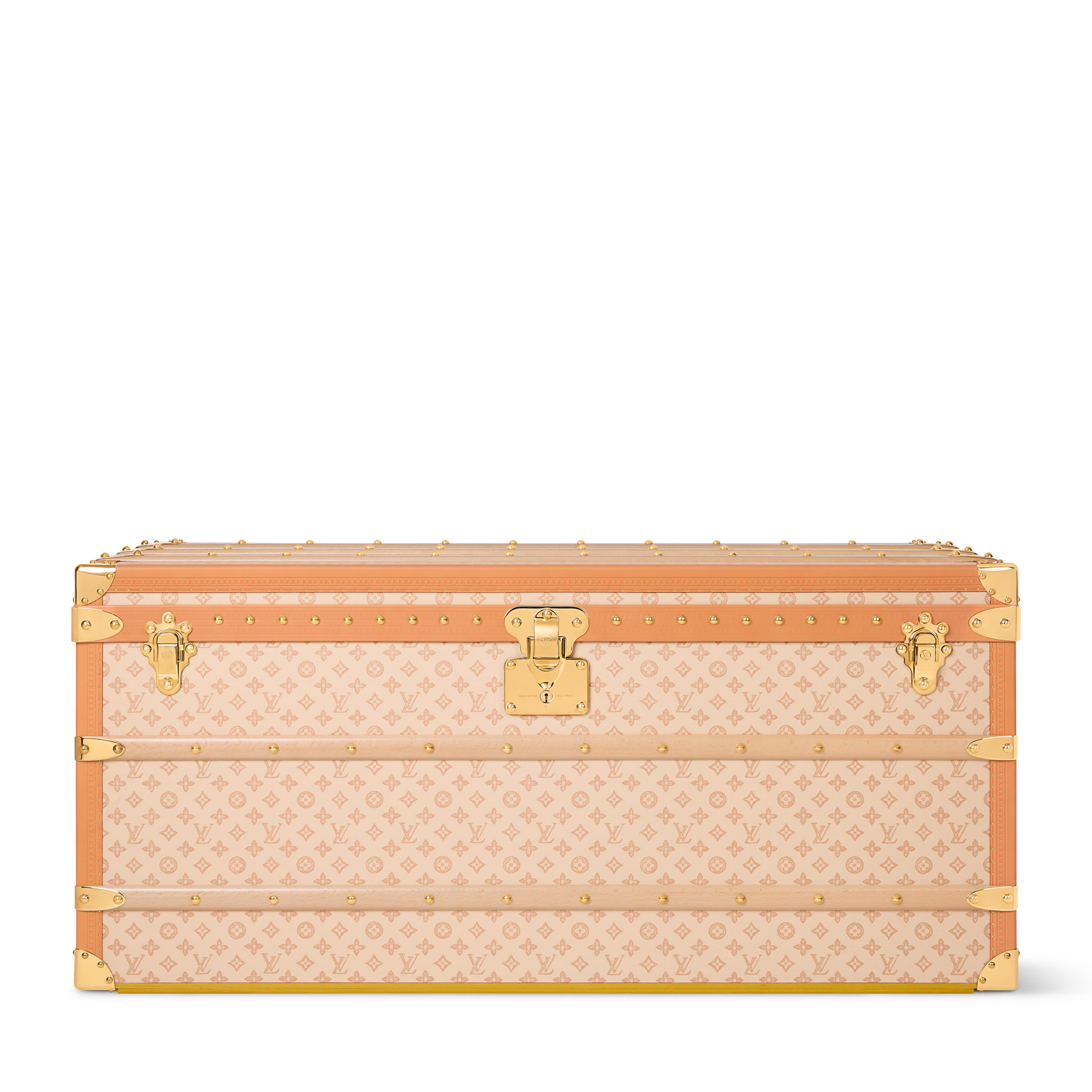 Louis Vuitton Courrier Lozine 110 M15426 in Beige Lin Monogram Origine with leather trim and gold-coloured hardware, closed front view