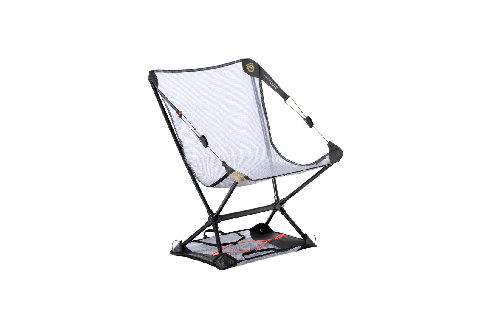 NEMO Moonlite Elite chair in Black with its Platform Pack beneath the feet